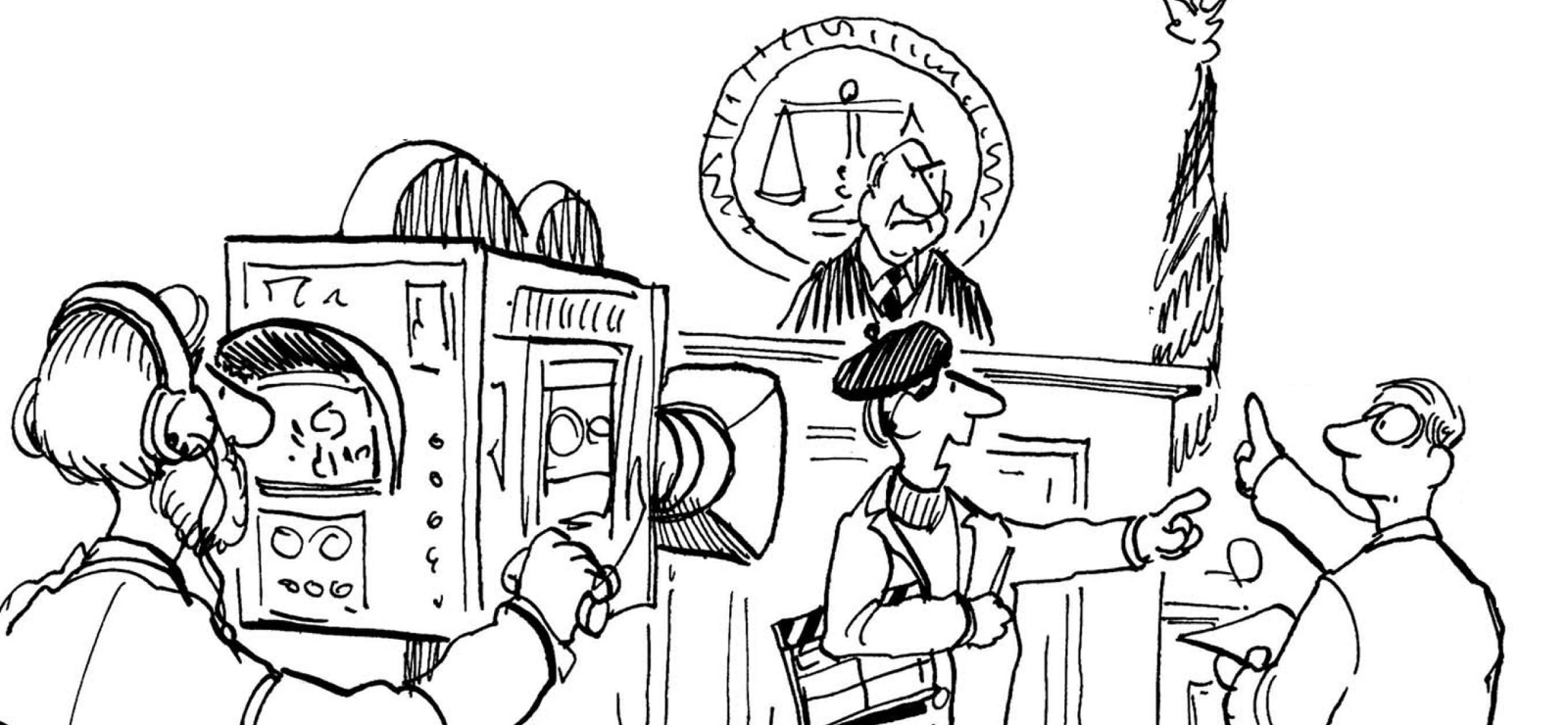 Cartoon of Filmmaker in Court